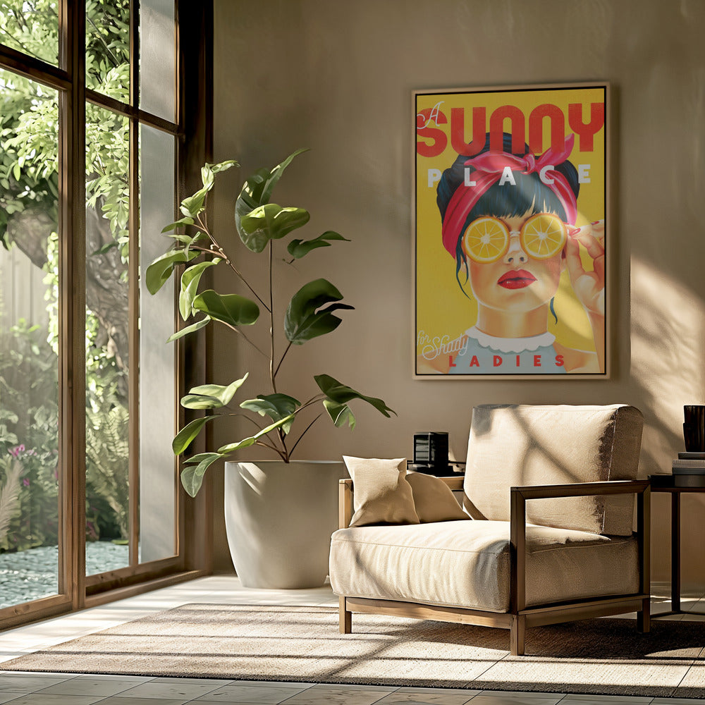 Ein sonniger Ort für schattige Damen Orange Pinup Art | Poster