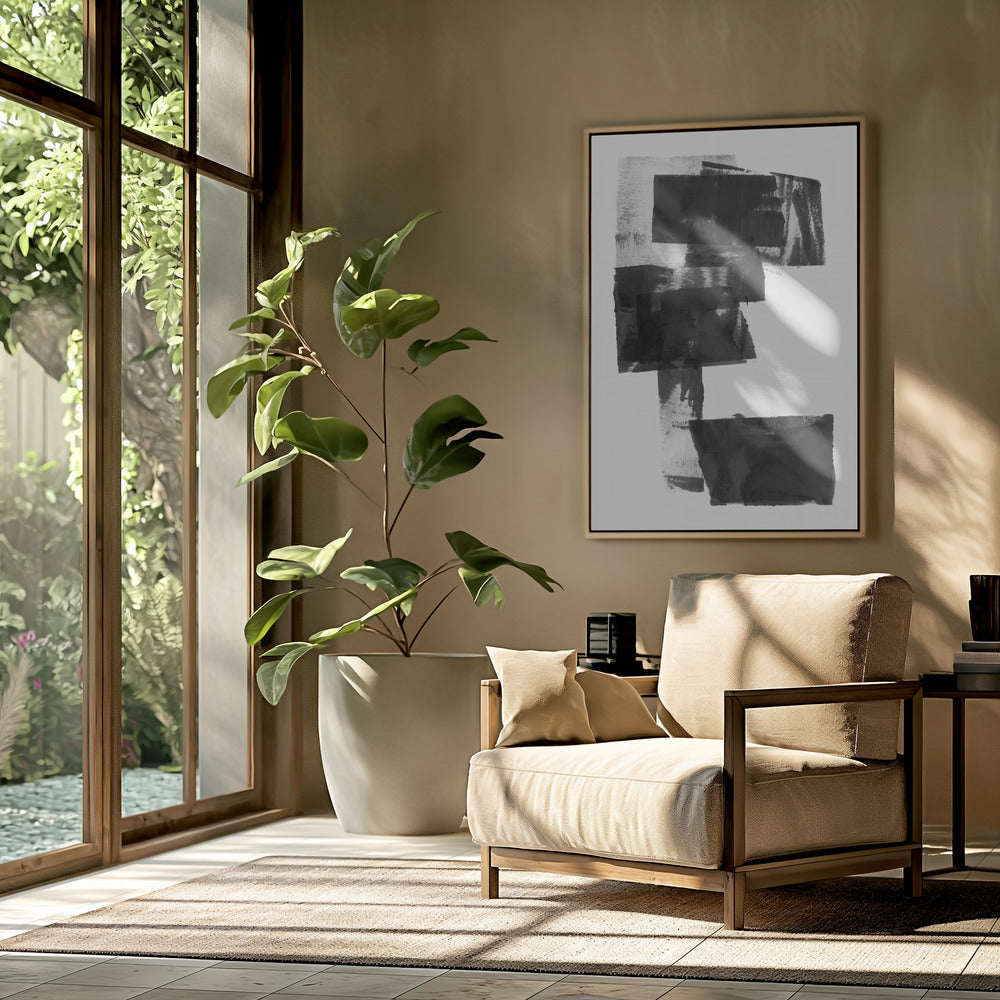 Abstrakte Komposition in Schwarzweiß Nr. 1 | Poster