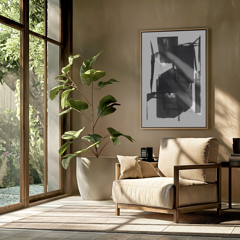 Abstrakte Komposition in Schwarzweiß Nr. 7 | Poster