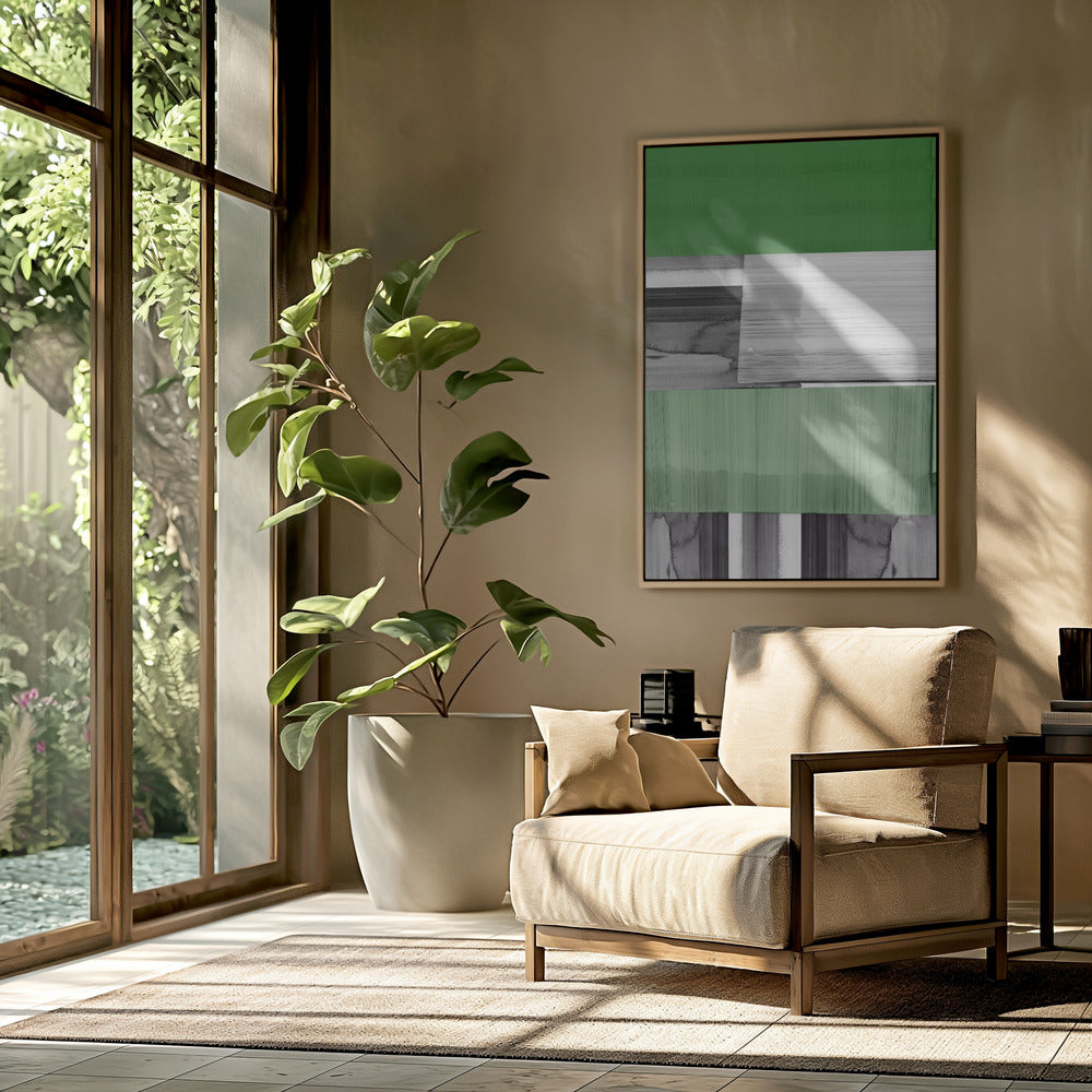 Abstrakt Schwarz Weiß Grün Grau 1 | Poster