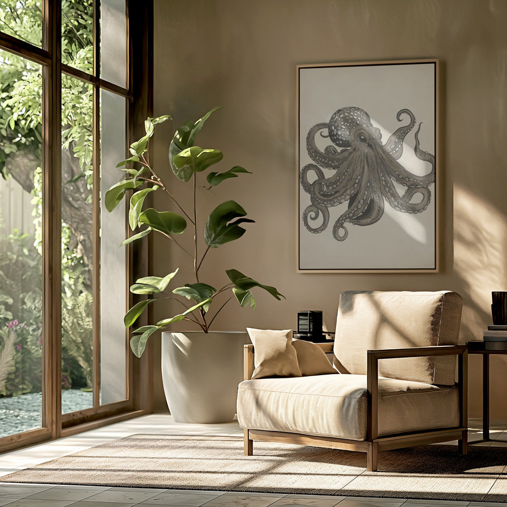 Oktopus Vintage handbemalt | Poster