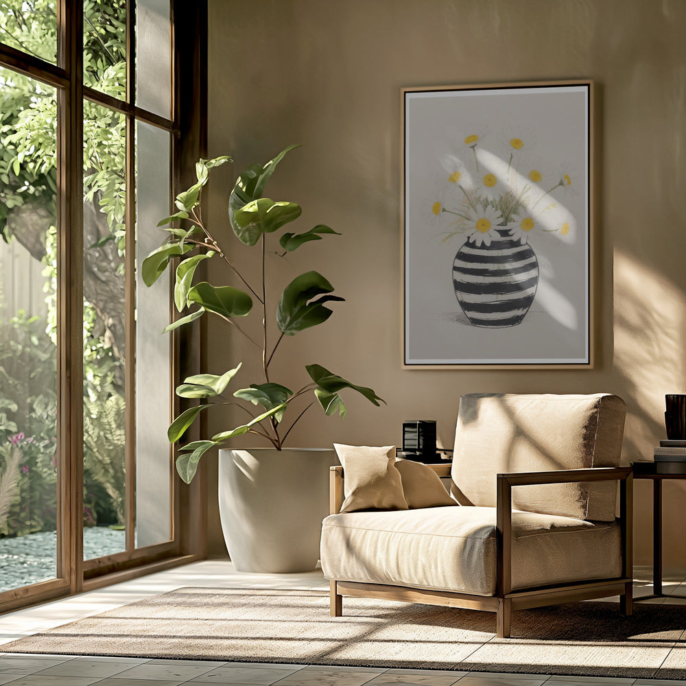 Gestreifte Vase Gänseblümchen | Poster