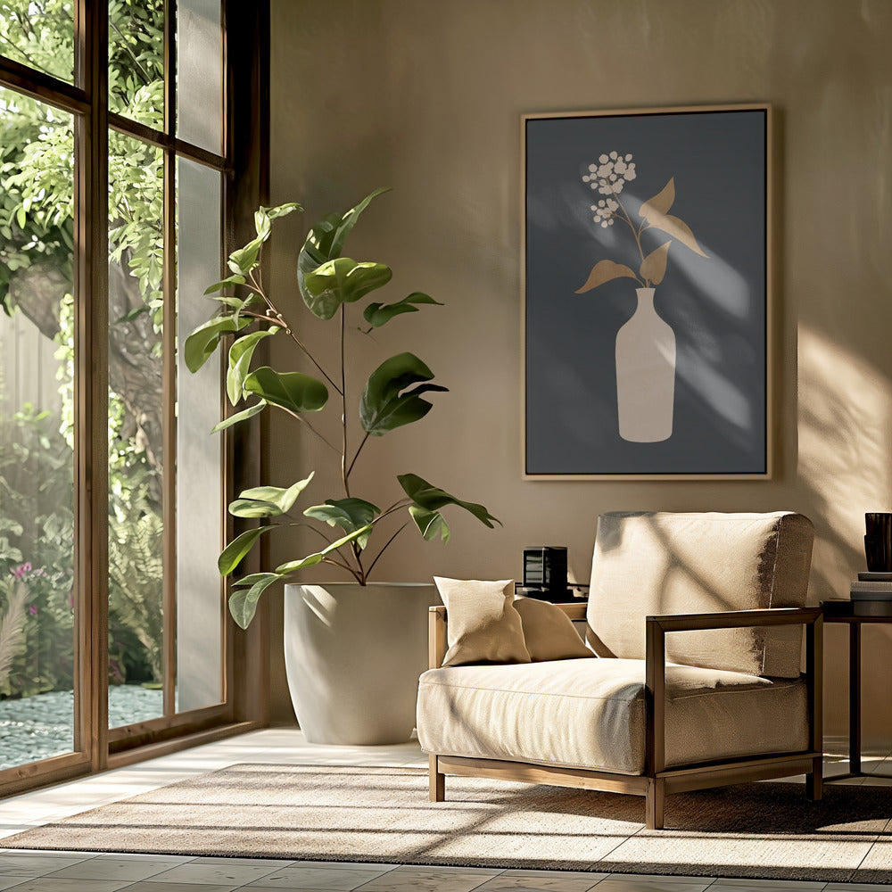 Minimalistische abstrakte Kunstvase mit Blumen | Poster