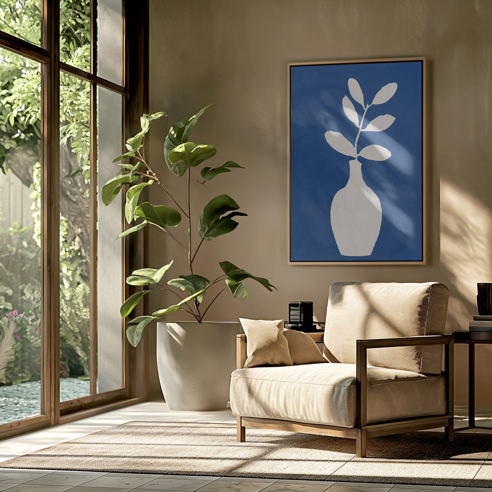 Weiße Vase und Blätter | Poster