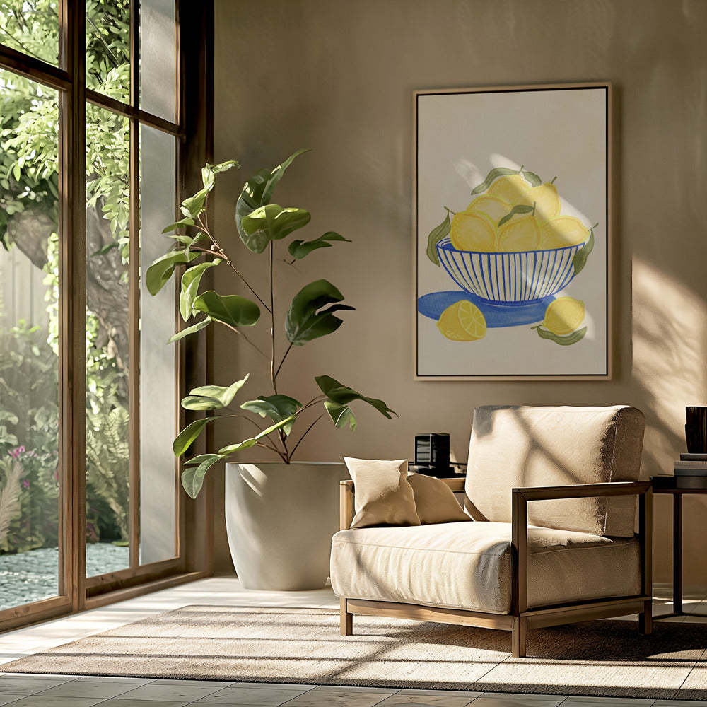 Schale mit leuchtend gelben Zitronen | Poster