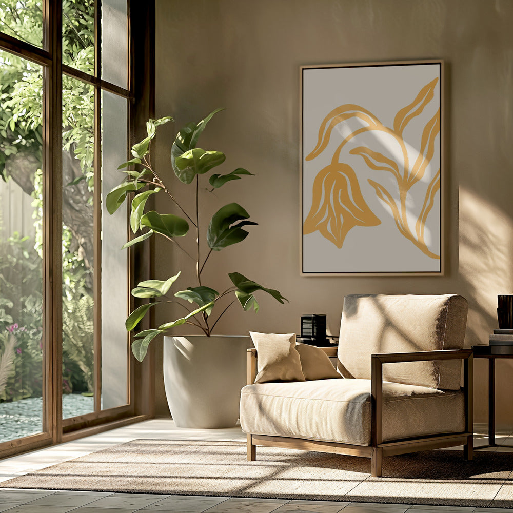 Goldene Blütensilhouette | Poster