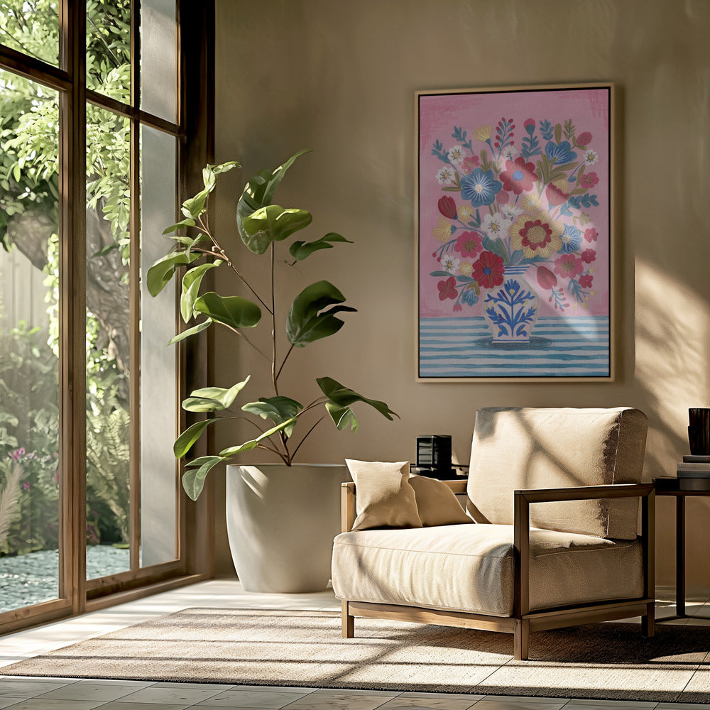 Vase mit üppigem Blumenstillleben | Poster