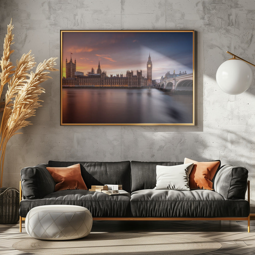 Sonnenuntergang im Londoner Palast von Westminster | Poster