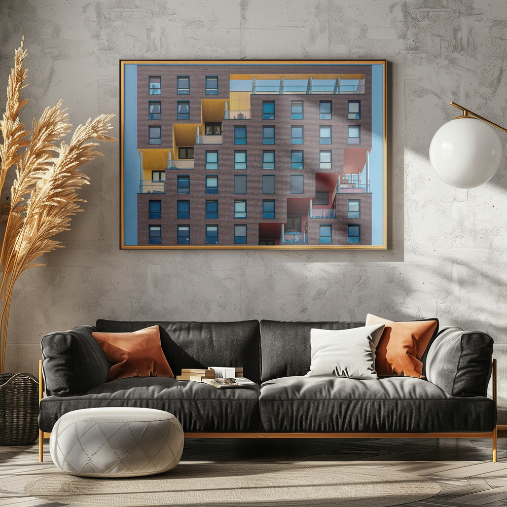 Gelb-Rot in der Wand | Poster
