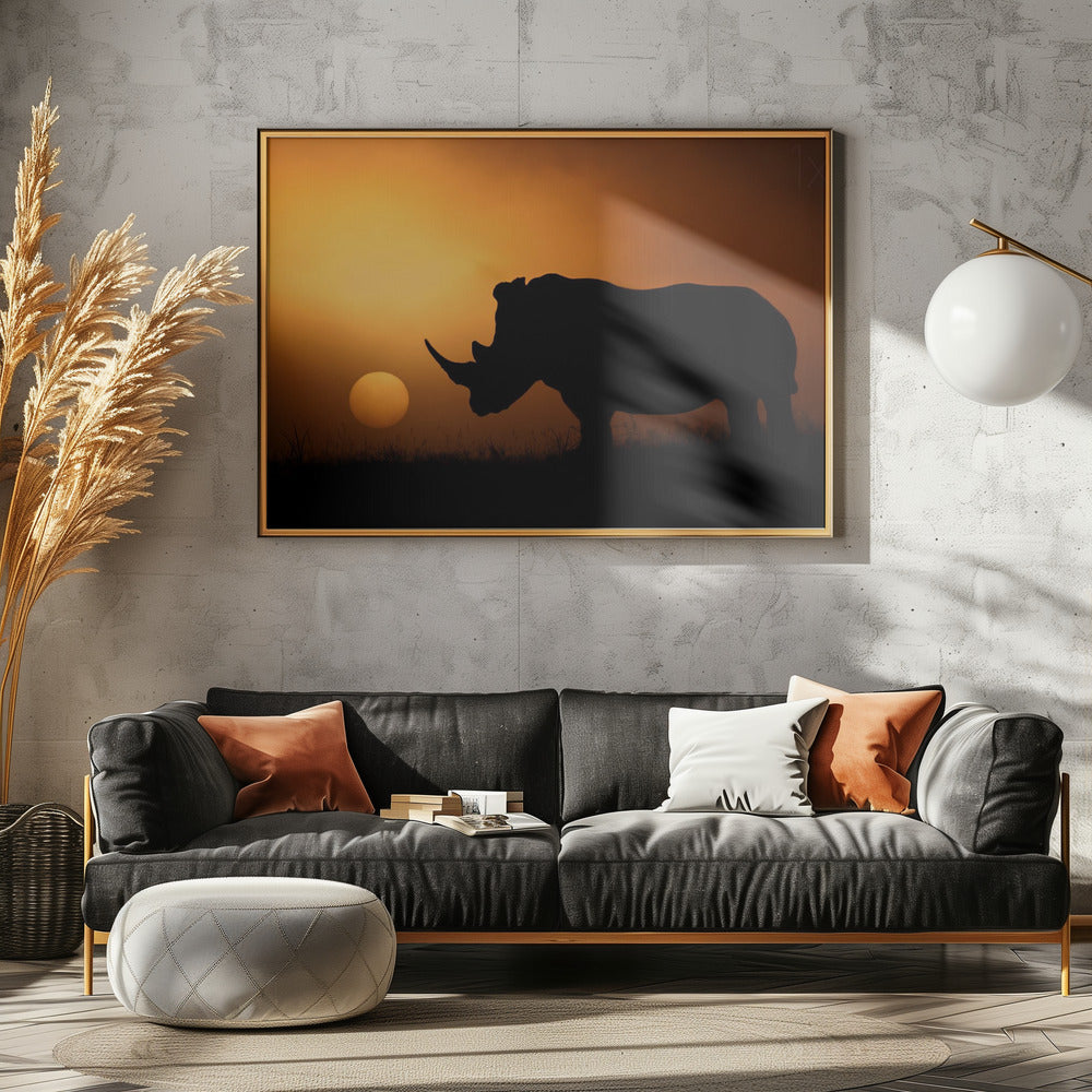 Nashorn Sonnenaufgang | Leinwand