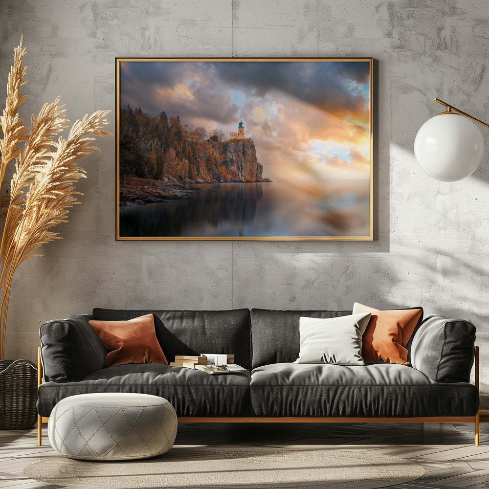 Ein bewölkter Tag am Leuchtturm von Split Rock | Leinwand