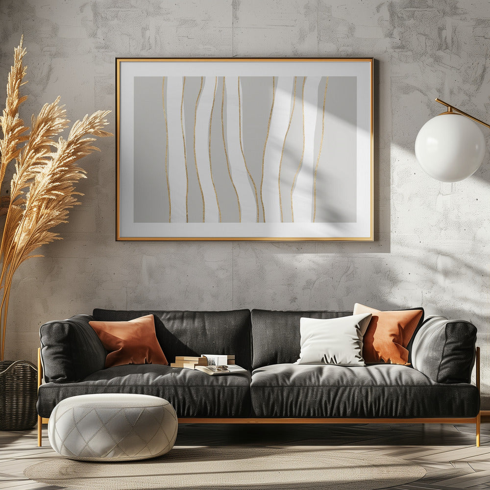 Gold und Weiß Goldene Wellen | Leinwand