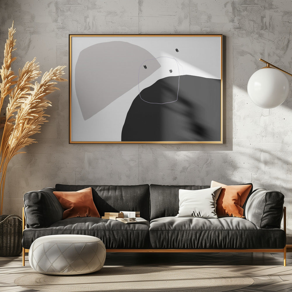 Monochrome schwarze und graue Formen | Leinwand