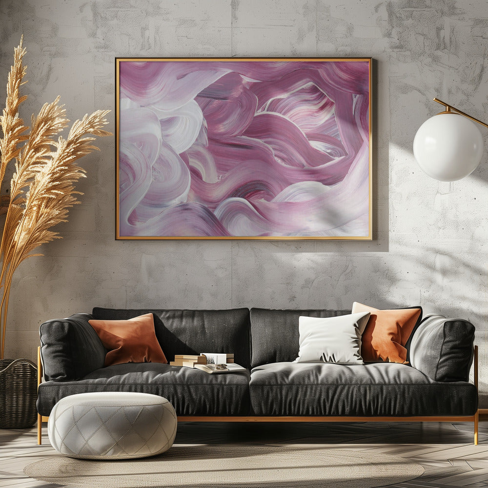 Ausdrucksstarke rosa und weiße Pinselstriche | Leinwand