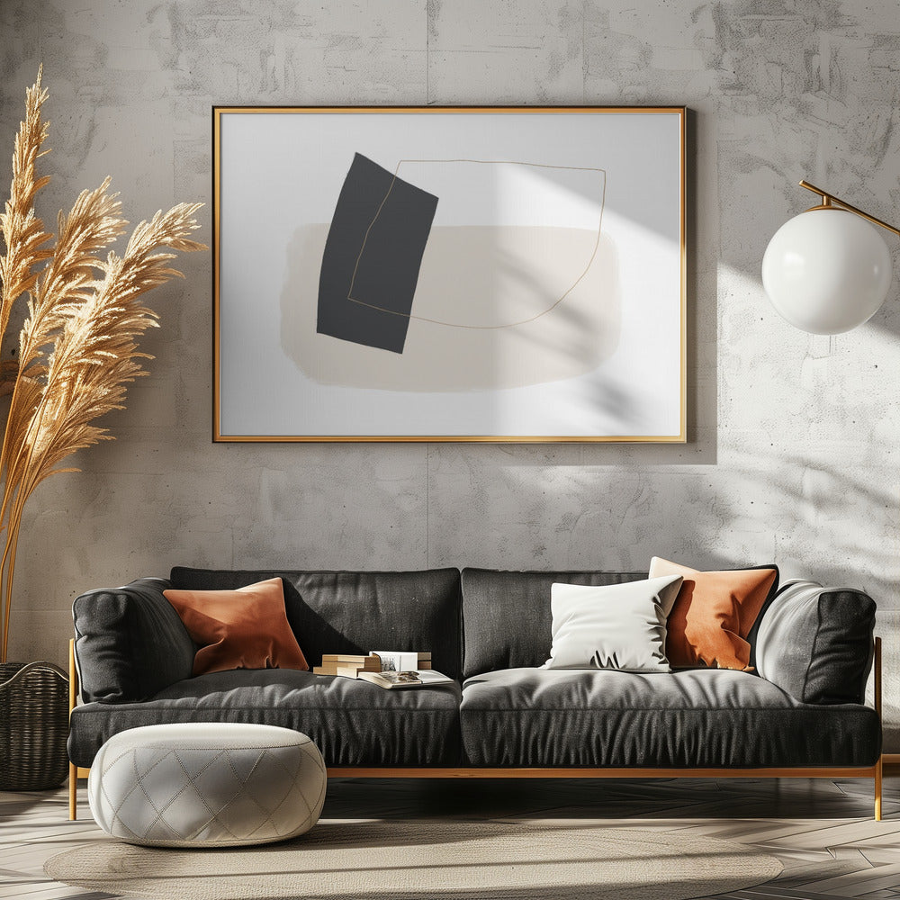 Geometrische Formen und einfache Linien in neutralen Tönen | Leinwand
