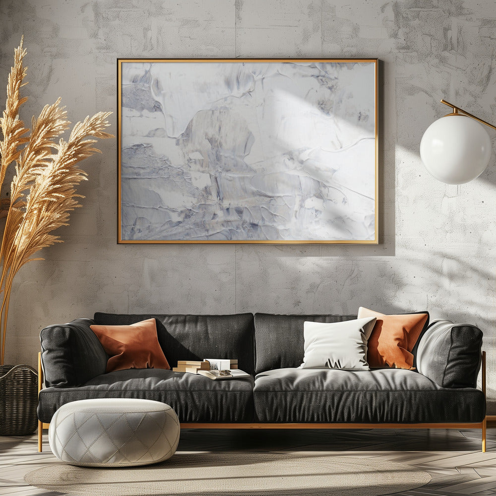 Weiße und graue Pinselstriche | Leinwand