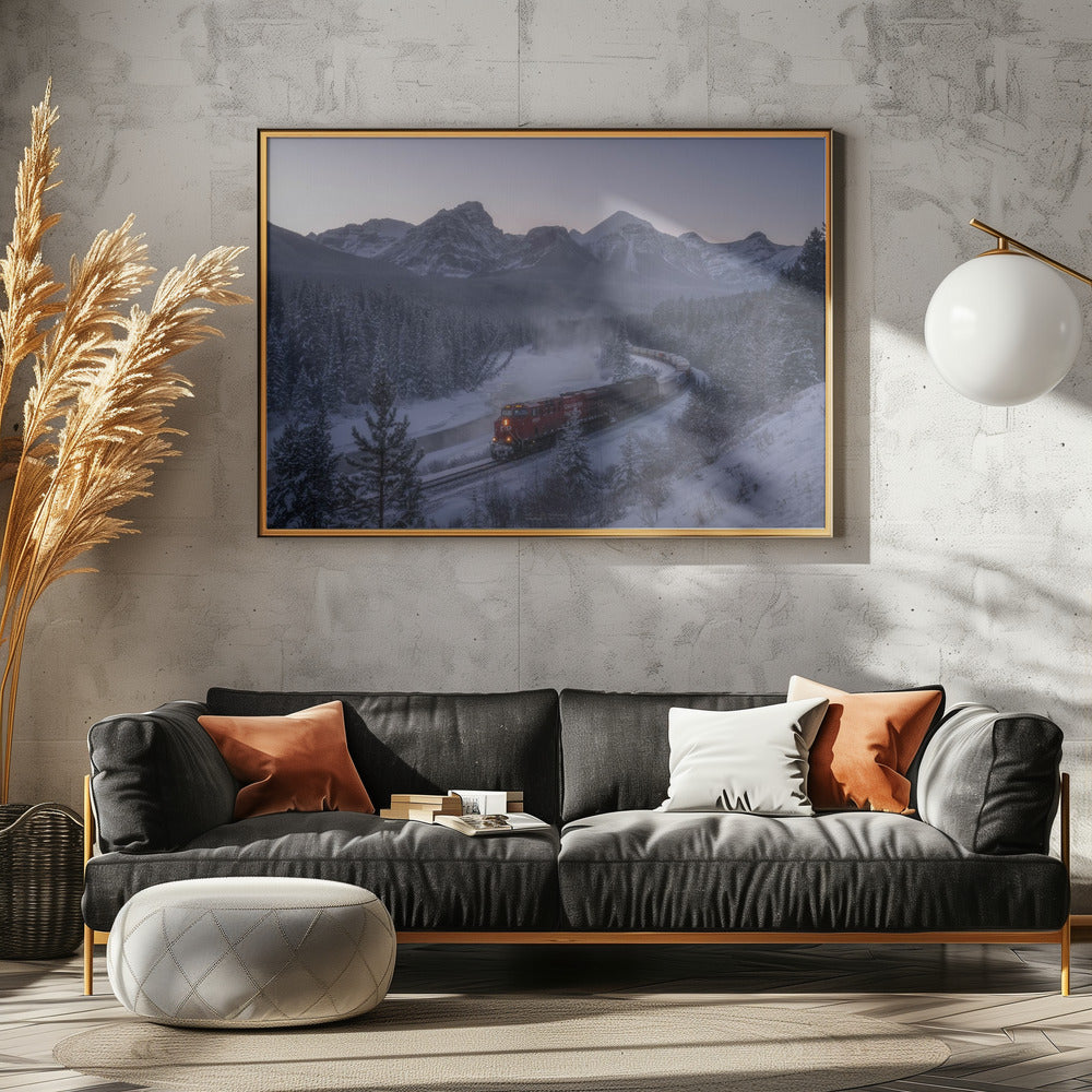 Der Zug im Schnee. | Leinwand