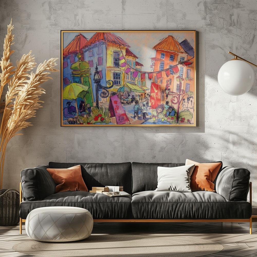 Lebendige Straßenszene | Poster