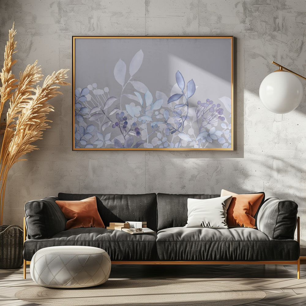 Aquarell Pastell Garten Blau | Leinwand