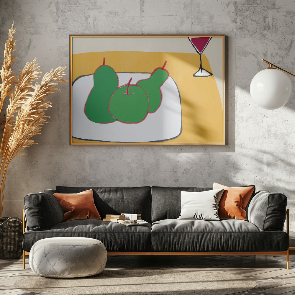 Green pears on the table | Canvas