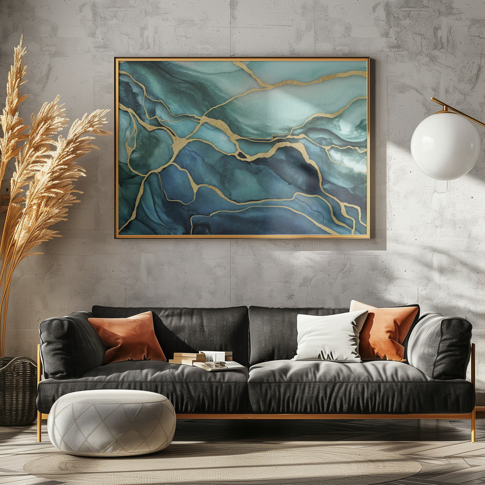 Marmor Eleganz Teal Gold | Poster