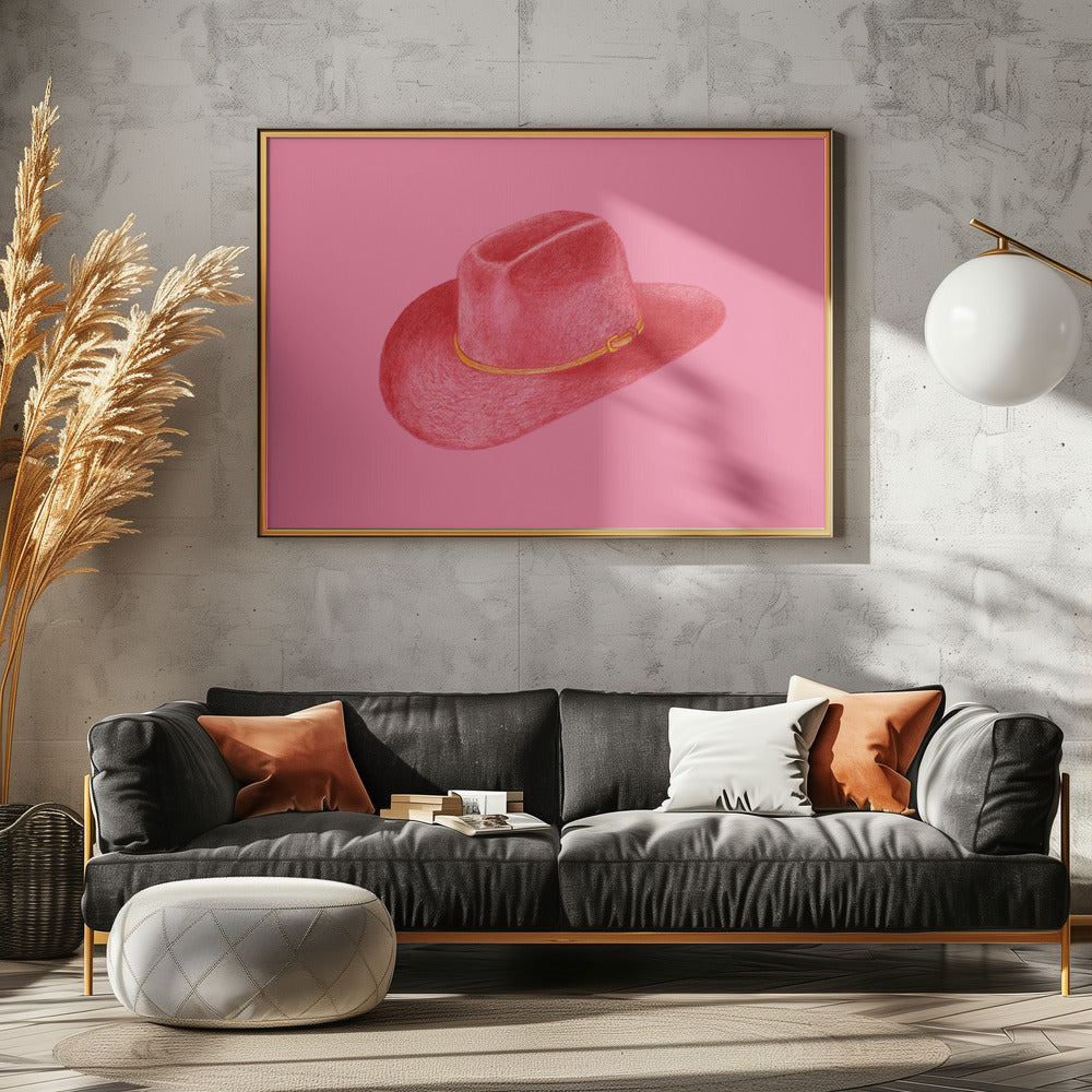 Roter Stetson auf Pink | Leinwand