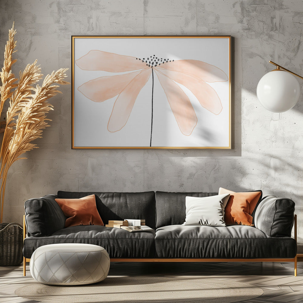 Zarte pfirsichfarbene Blume mit Blütenblättern | Leinwand