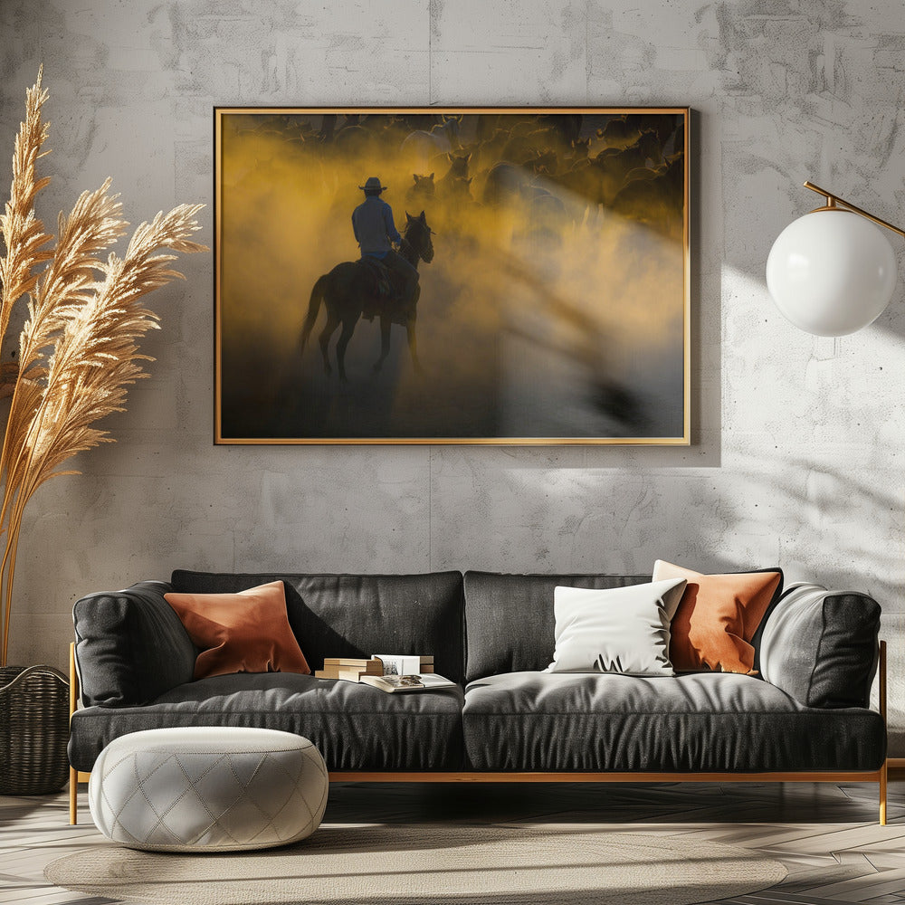 Cowboy und Pferde | Leinwand