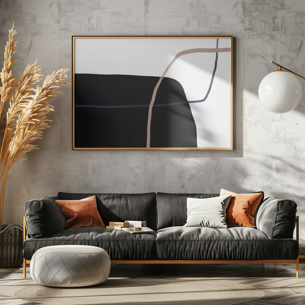 Sich kreuzende Linien und kräftige schwarze Formen | Leinwand