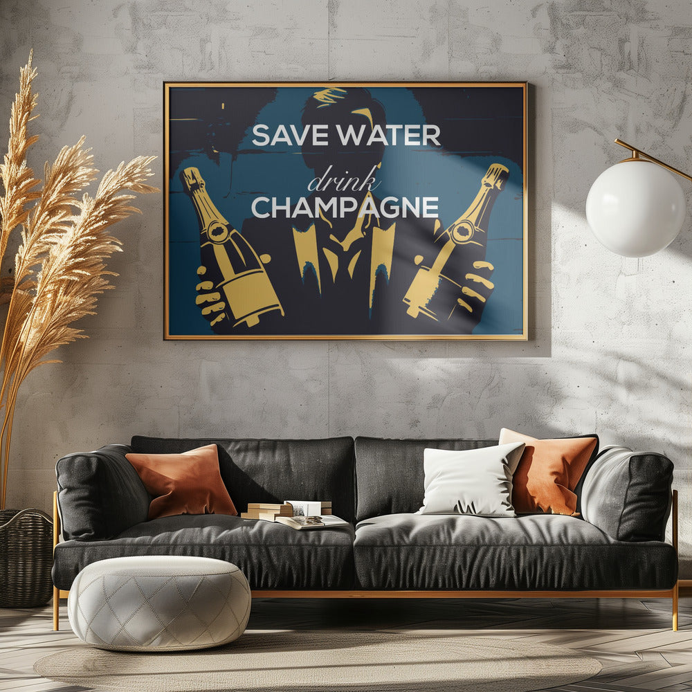 Wasser sparen - Champagner trinken | Poster