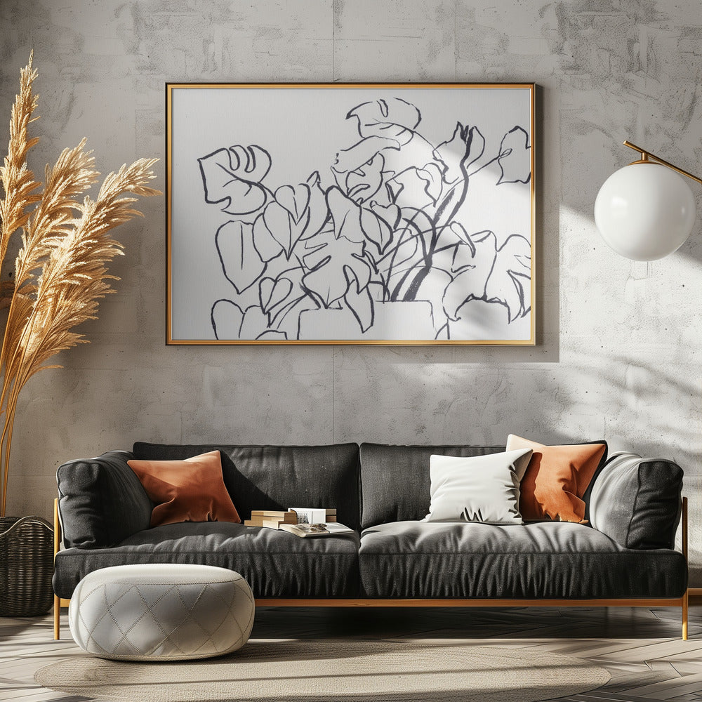 Schwarz-Weiße Monstera Groß | Leinwand