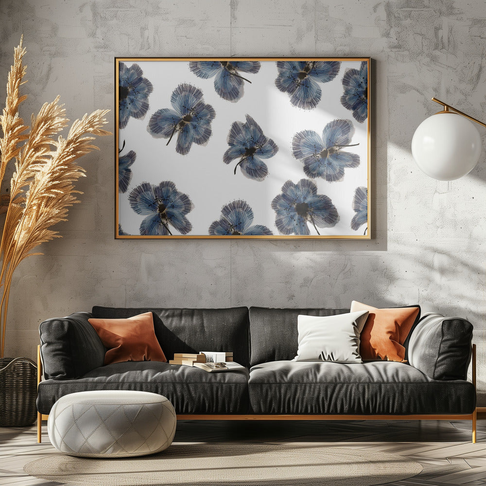Marineblauer Blumenmix | Leinwand