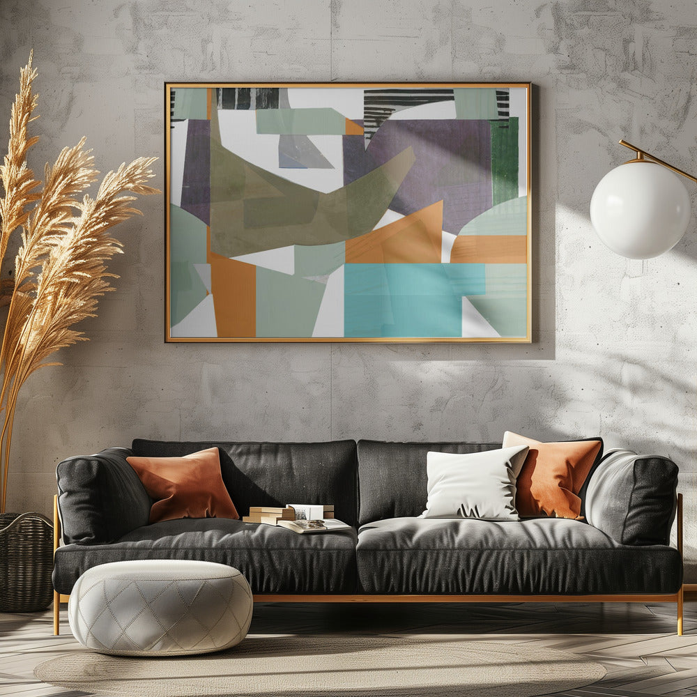 Orange, Grün und Blautöne, abstrakt, Hardedge 1 | Poster