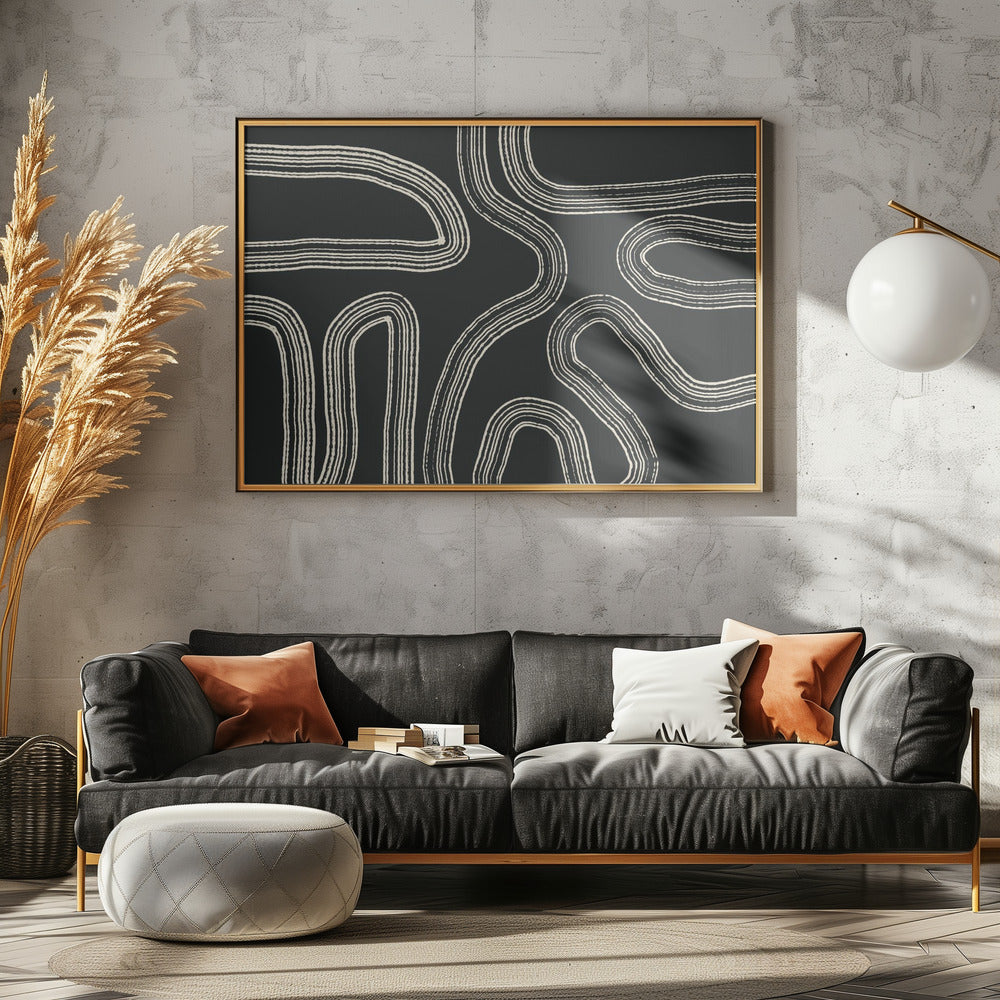 Schwarz-weiße Linienmuster | Poster