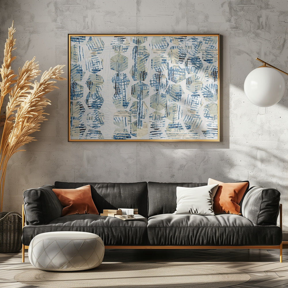 Cornish Blue Hexagons 5 | Leinwand