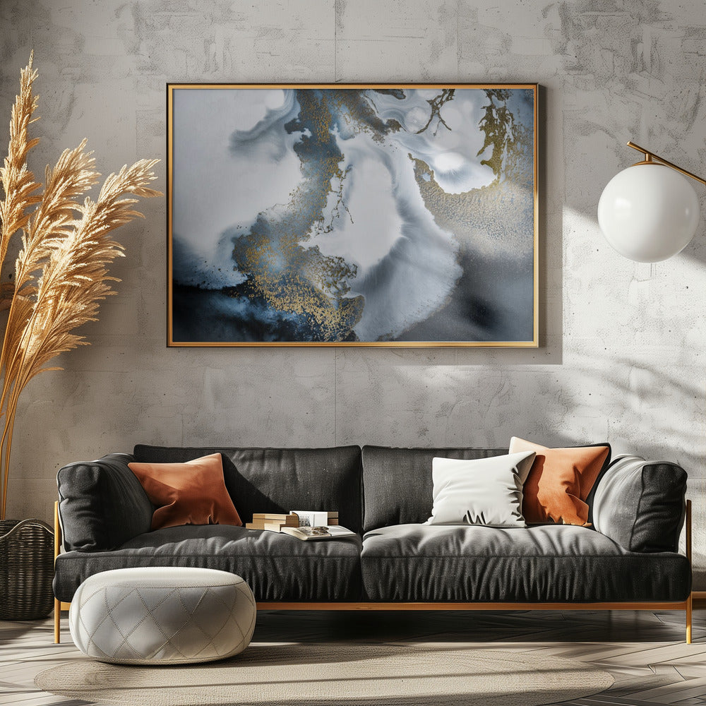 Schwarz-Weiß und Gold „Midnight Motion“ | Poster