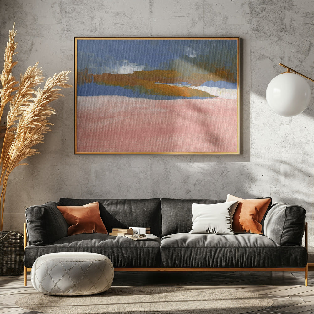 Zartrosa, Blau und Braun | Leinwand