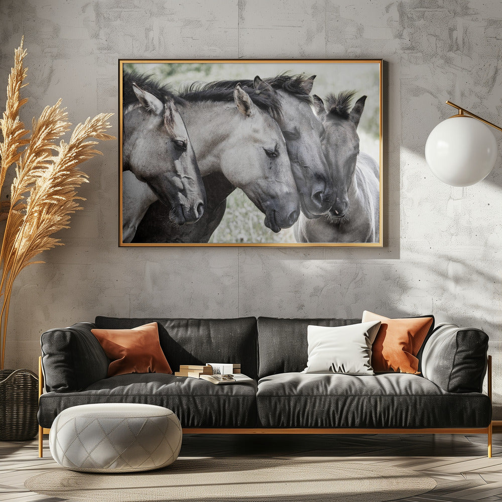 Vier Konik-Pferde | Leinwand