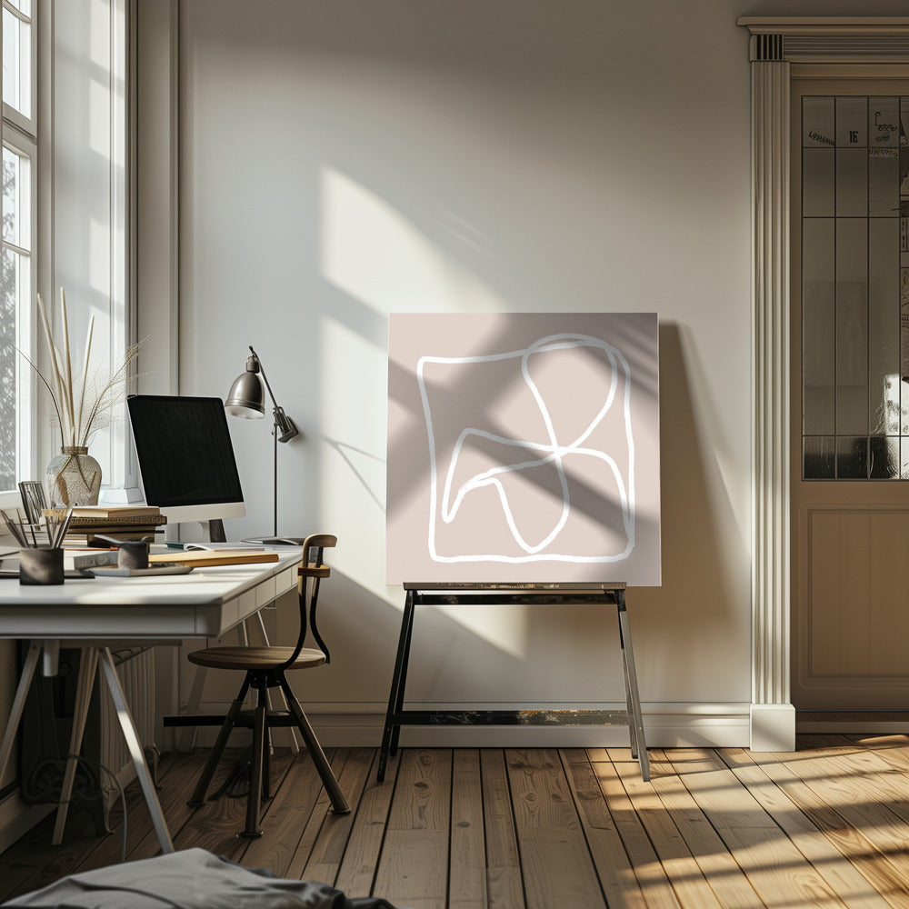 Beige abstrakte Linien | Leinwand
