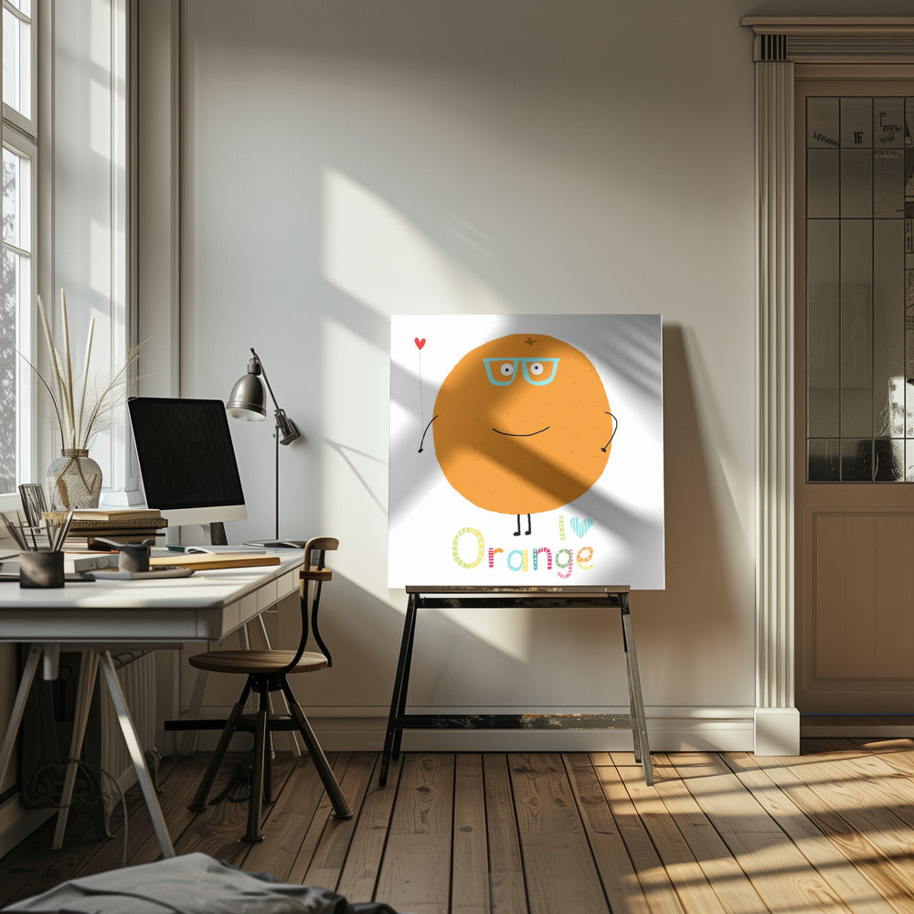 I Love Orange! Cute Orange Holding a Love Heart. | Canvas