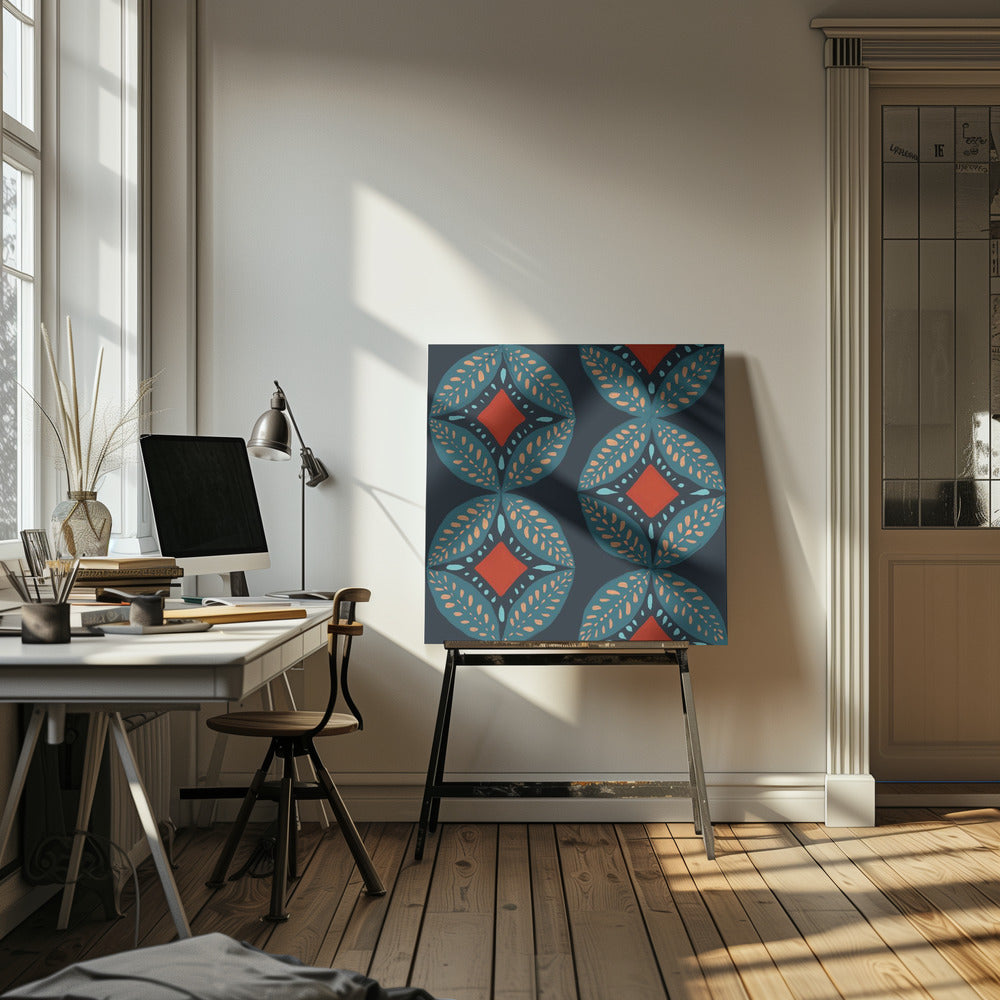 Geometric Leaves Modern Medallion Mosaic | Canvas