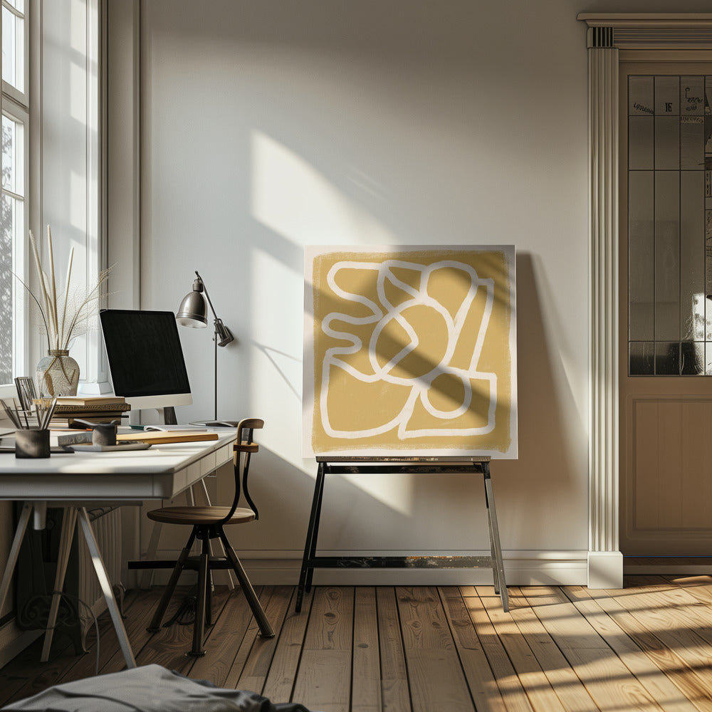 Linie Abstrakt Gold Tans | Leinwand