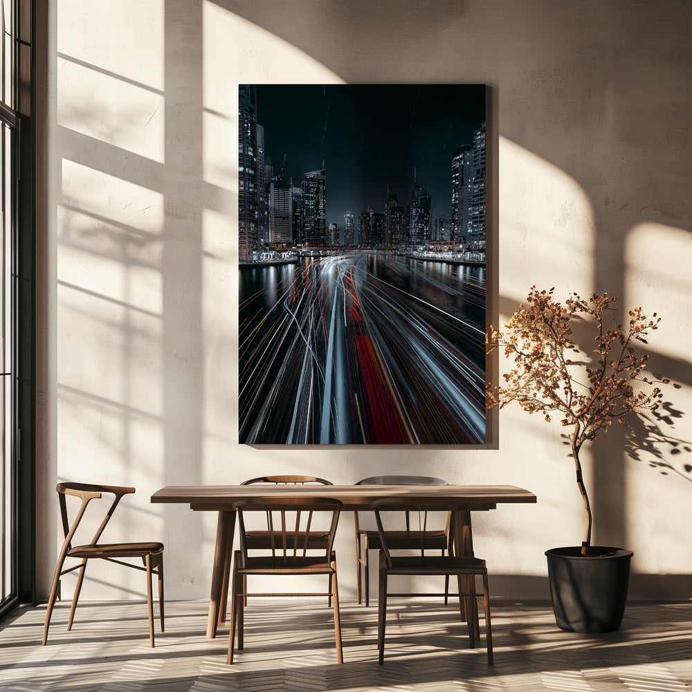 Stau im Dubai-Kanal | Leinwand