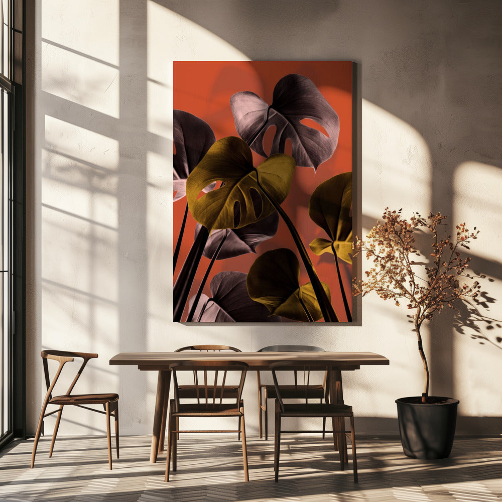 Monstera Orange 01 | Leinwand