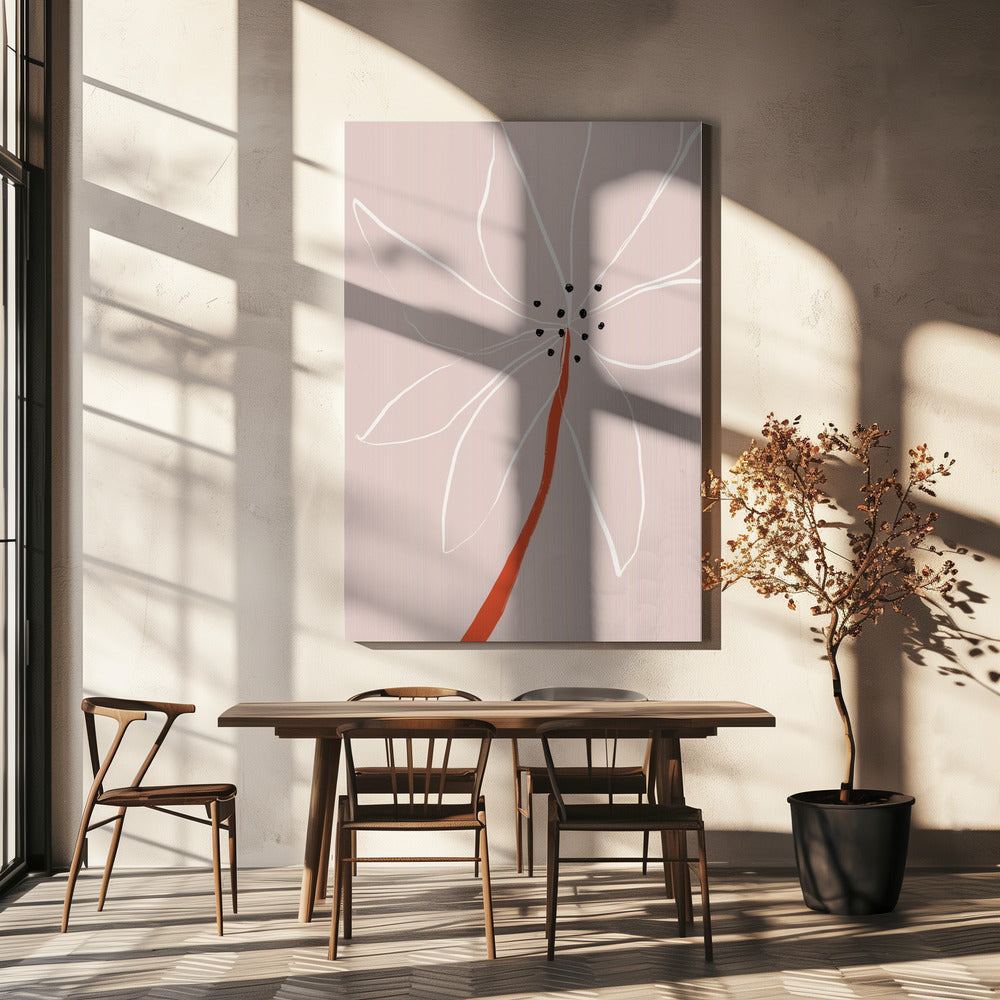 Zarte abstrakte Blume mit weißen Blütenblättern | Leinwand