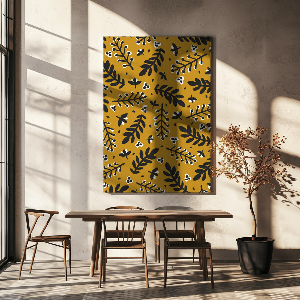 Goldene botanische Glückseligkeit | Leinwand