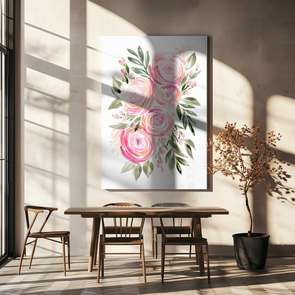 Begonia pink ranunculus bouquet | Canvas