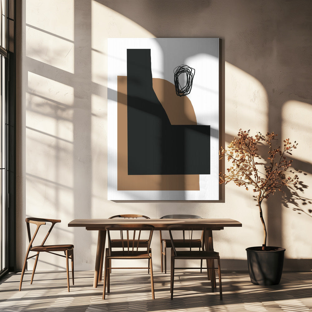 Geometrische Formen in Schwarz und Braun | Leinwand