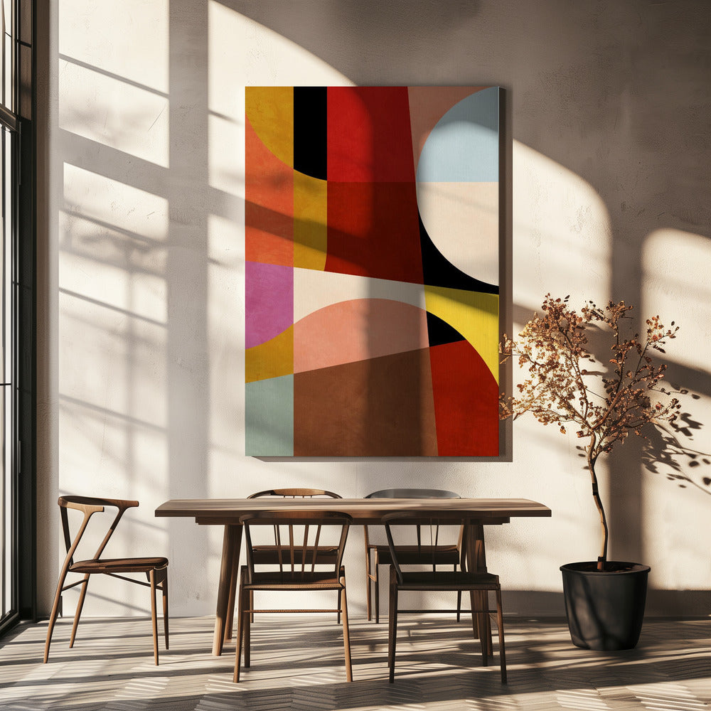 Warme Farben Bauhaus Geometrie2 | Leinwand