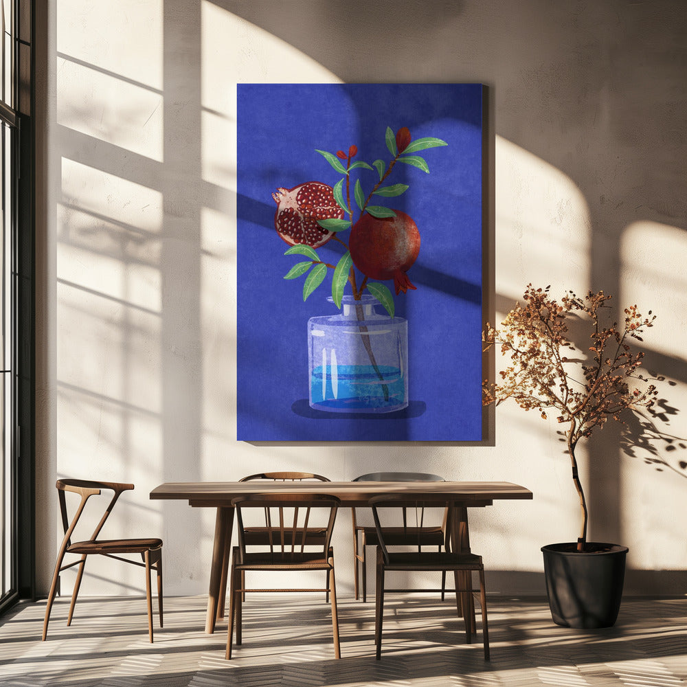 Granatapfel in Vase | Leinwand